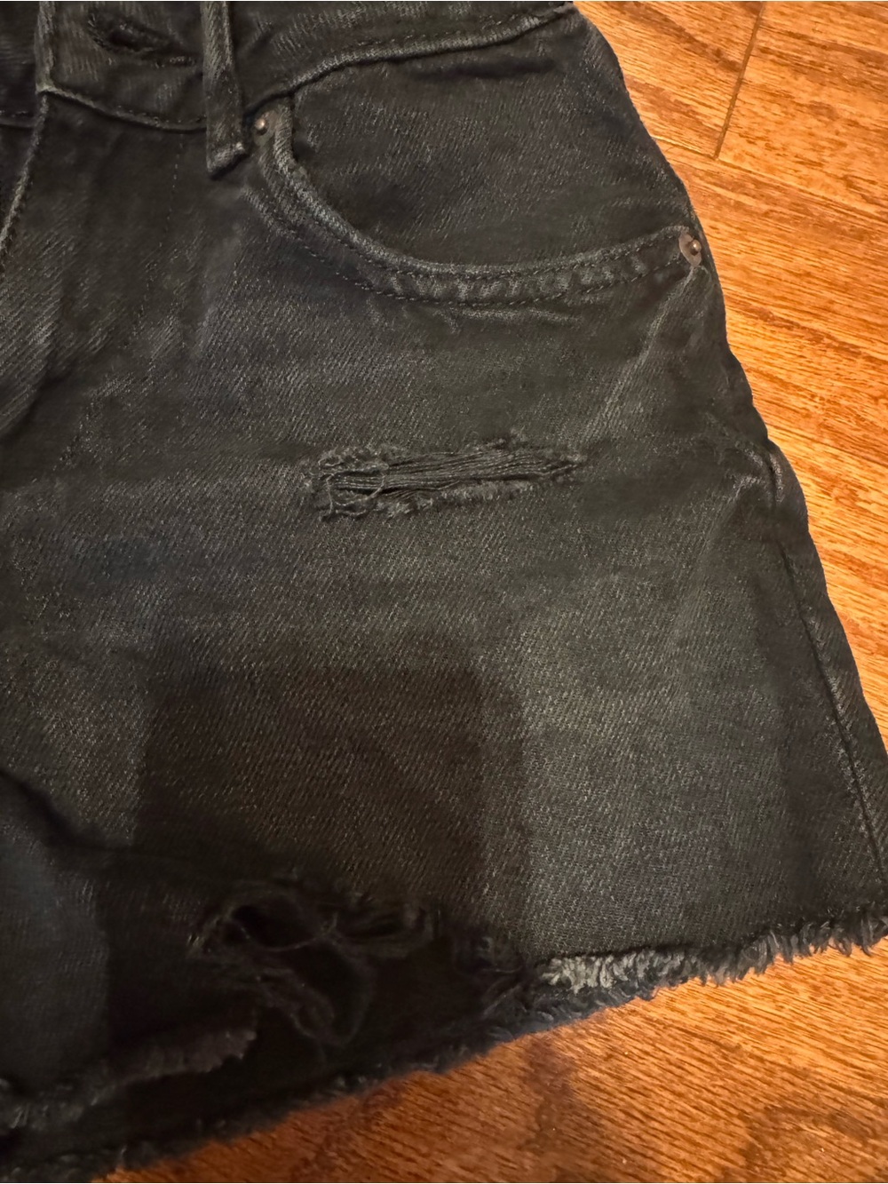 Girls Zara Black Distressed Denim Jean Shorts - Picture 2 of 4